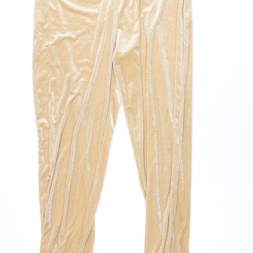 New Look Womens Beige Polyester Jogger Trousers Size 14 L29 in Regular