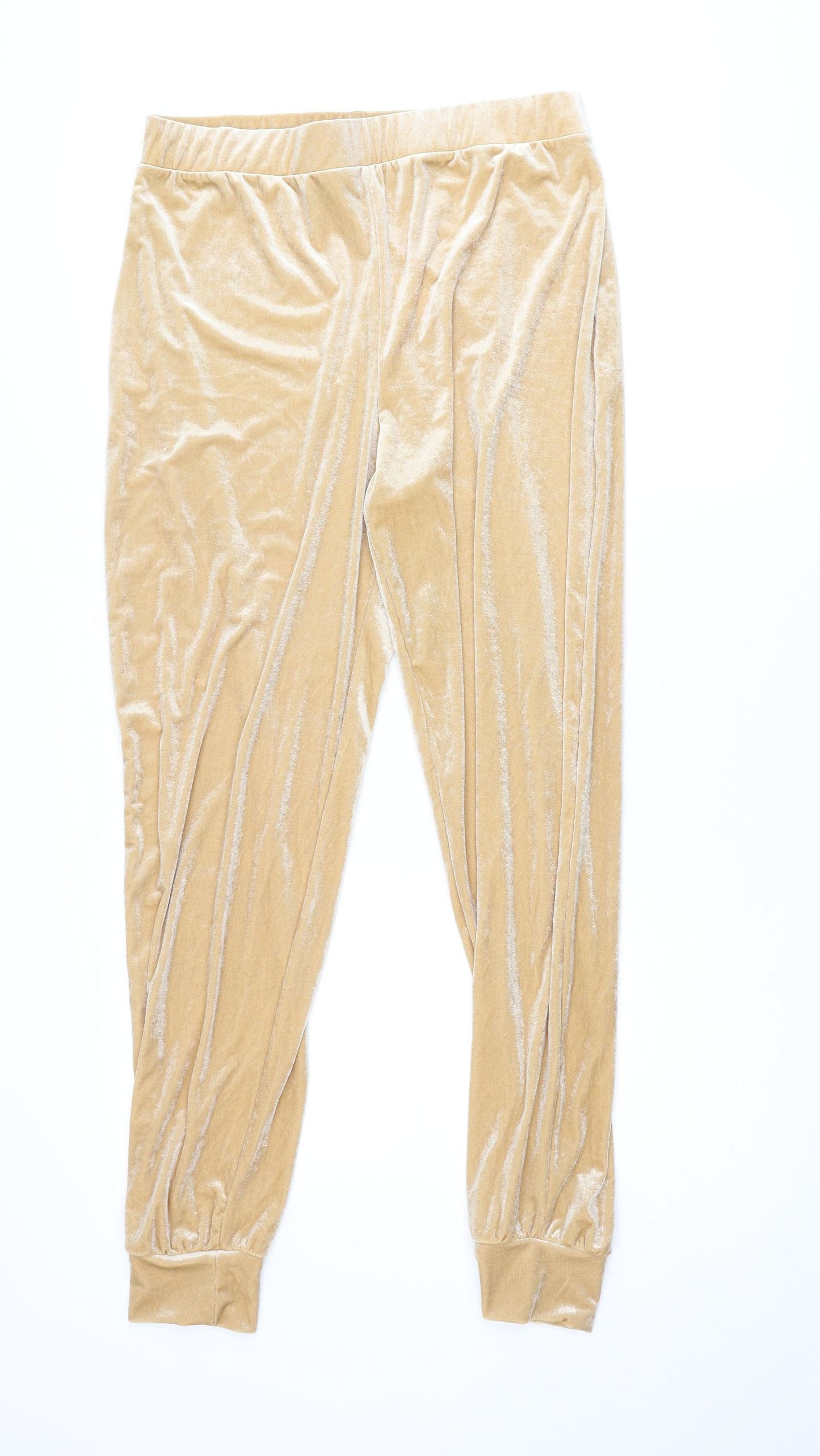 New Look Womens Beige Polyester Jogger Trousers Size 14 L29 in Regular