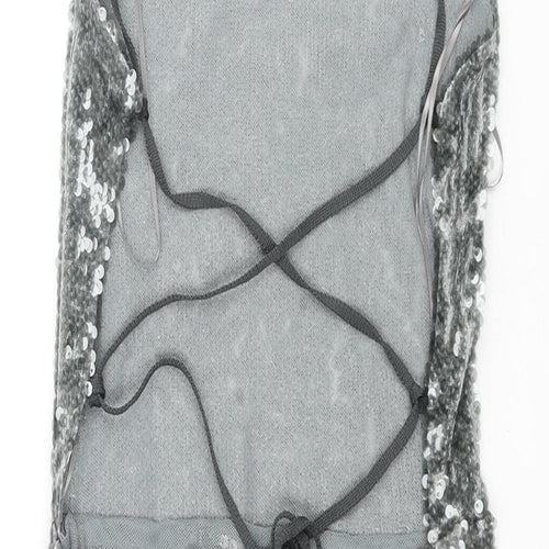 Zara Womens Grey Polyester Mini Size S Halter Lace Up - Open Back
