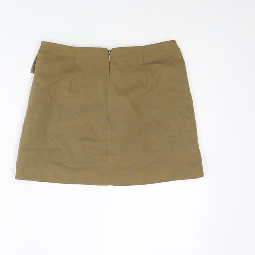 Topshop Womens Brown Polyester Cargo Skirt Size 8 Zip