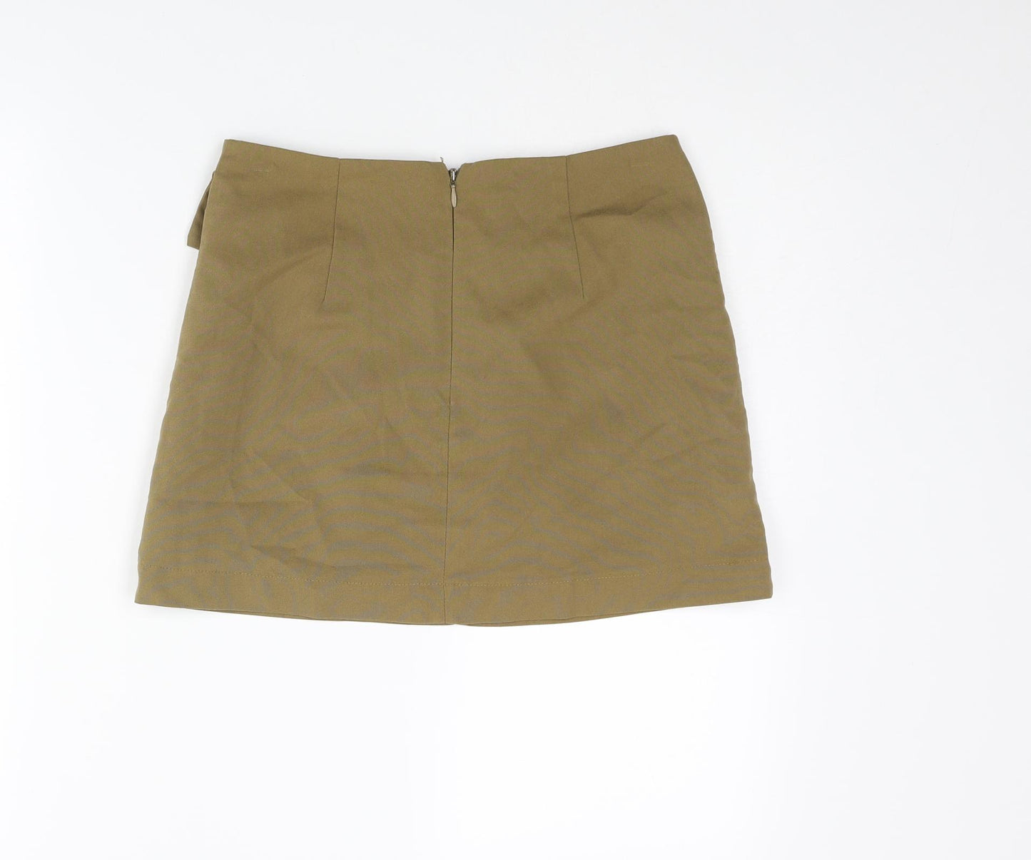 Topshop Womens Brown Polyester Cargo Skirt Size 8 Zip