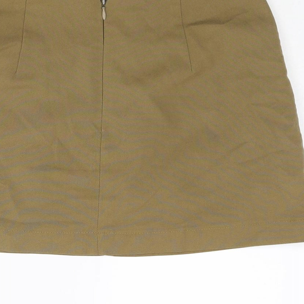 Topshop Womens Brown Polyester Cargo Skirt Size 8 Zip