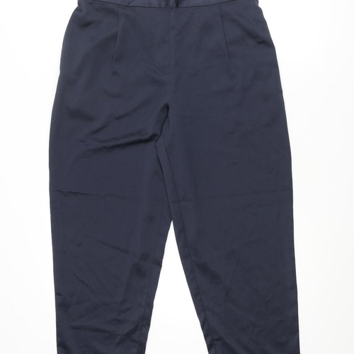 Hush Womens Blue Polyester Cropped Trousers Size 12 L25 in Regular