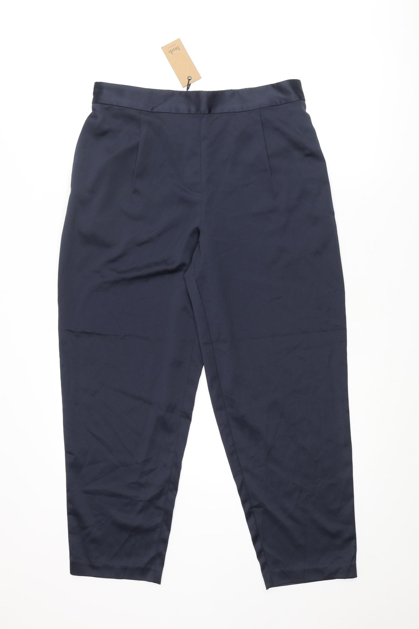 Hush Womens Blue Polyester Cropped Trousers Size 12 L25 in Regular