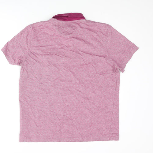 Ted Baker Mens Purple Geometric Cotton Polo Size XL Collared Button