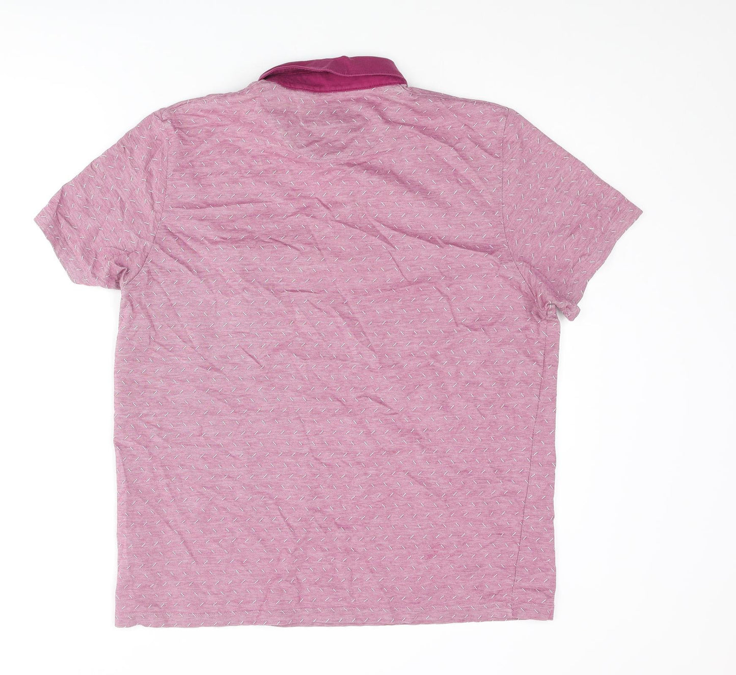 Ted Baker Mens Purple Geometric Cotton Polo Size XL Collared Button