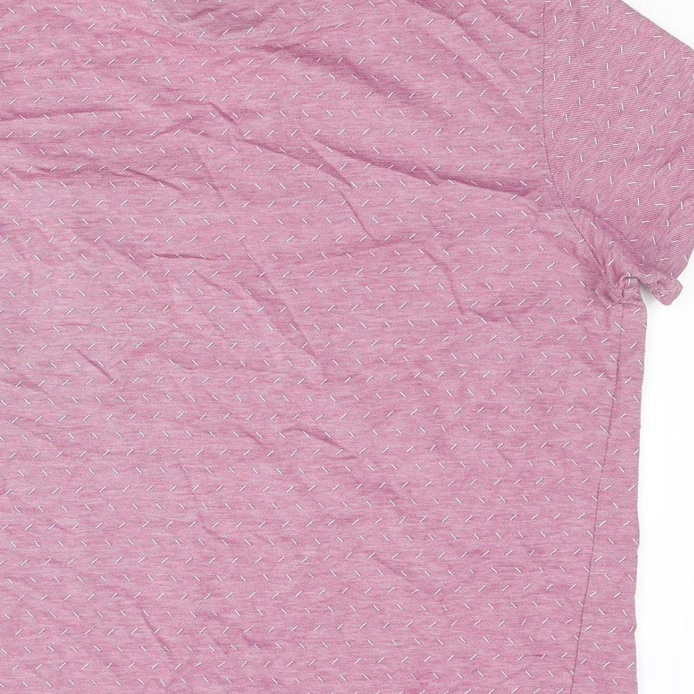 Ted Baker Mens Purple Geometric Cotton Polo Size XL Collared Button