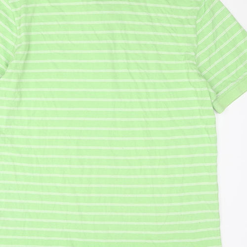 Lacoste Mens Green Striped Cotton Polo Size XL Collared Button