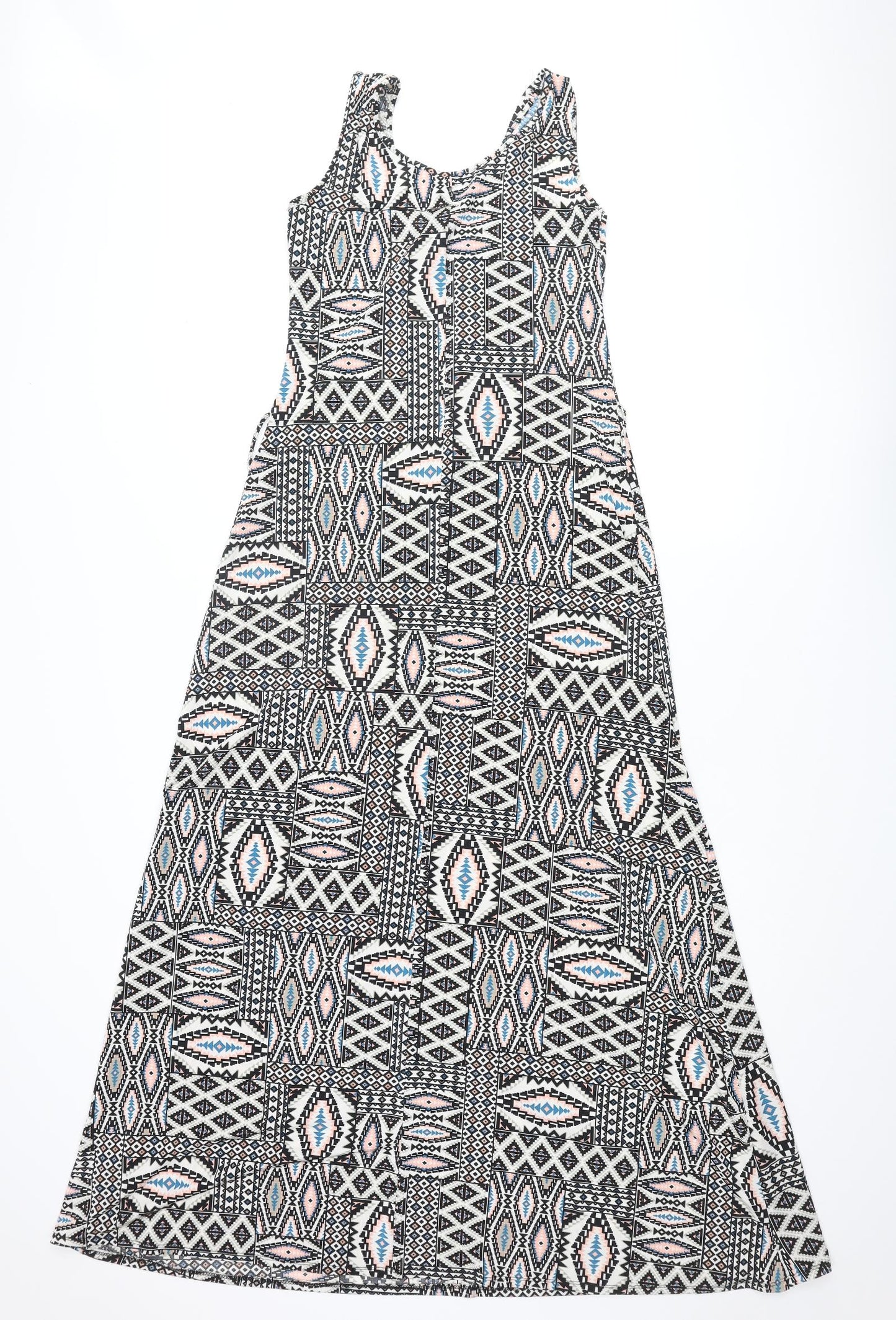 Dorothy Perkins Womens Multicoloured Geometric Polyester Maxi Size 12 Scoop Neck Pullover