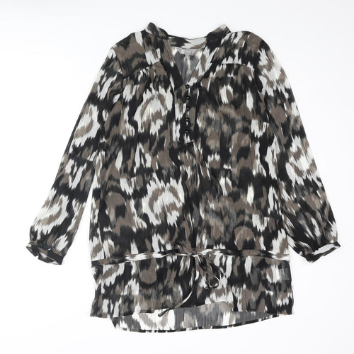 Mia Moda Womens Multicoloured Geometric Polyester Shift Size 12 V-Neck Button