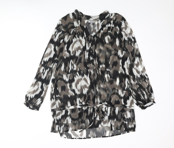 Mia Moda Womens Multicoloured Geometric Polyester Shift Size 12 V-Neck Button