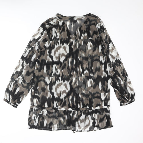 Mia Moda Womens Multicoloured Geometric Polyester Shift Size 12 V-Neck Button