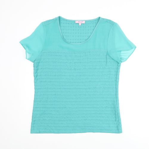 Per Una Womens Blue Polyester Basic T-Shirt Size 14 Round Neck