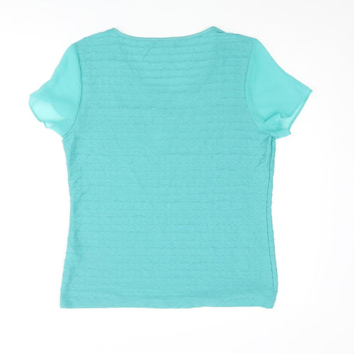 Per Una Womens Blue Polyester Basic T-Shirt Size 14 Round Neck