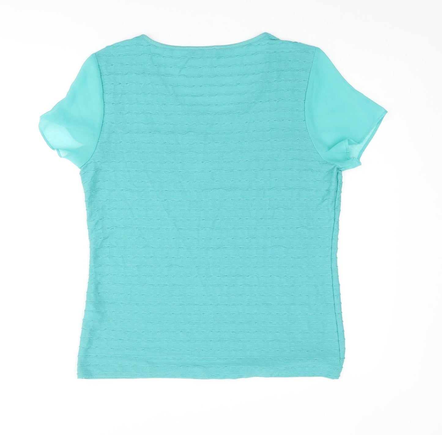 Per Una Womens Blue Polyester Basic T-Shirt Size 14 Round Neck