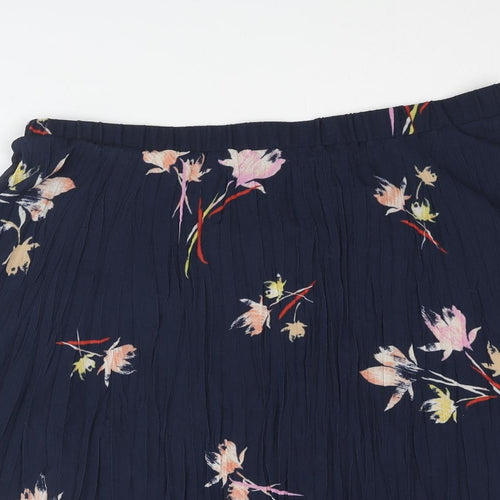 Classic Womens Blue Floral Polyester Swing Skirt Size 16