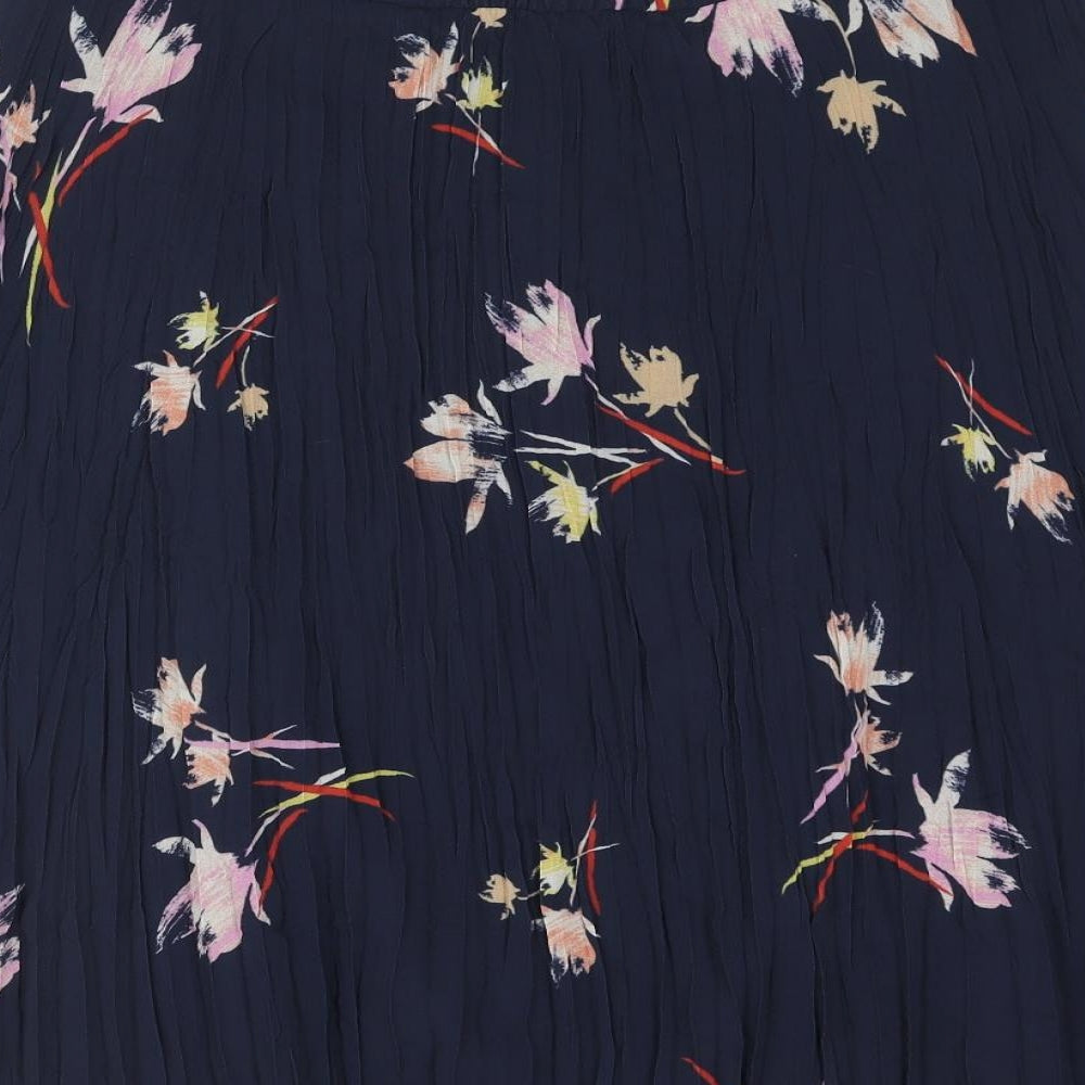 Classic Womens Blue Floral Polyester Swing Skirt Size 16