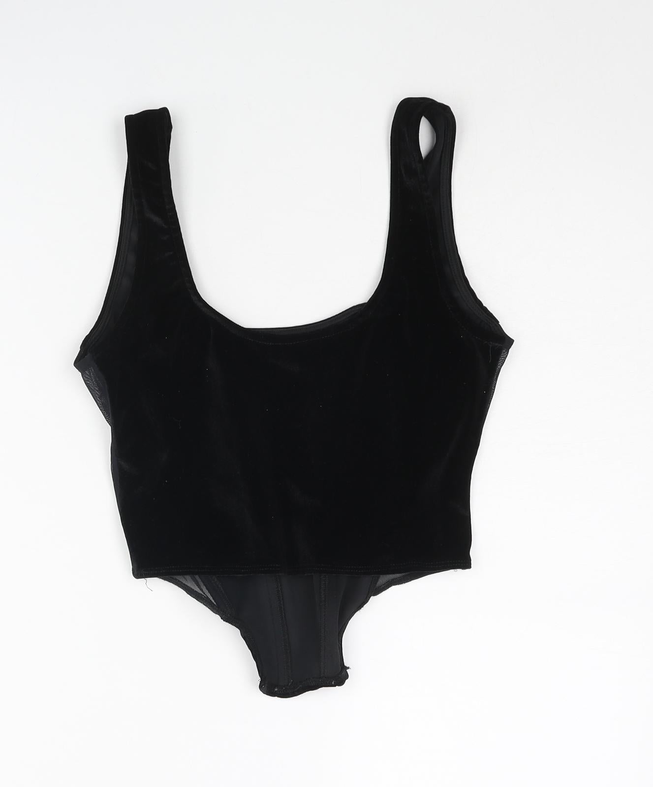 ASOS Womens Black Polyester Cropped Tank Size 10 Scoop Neck