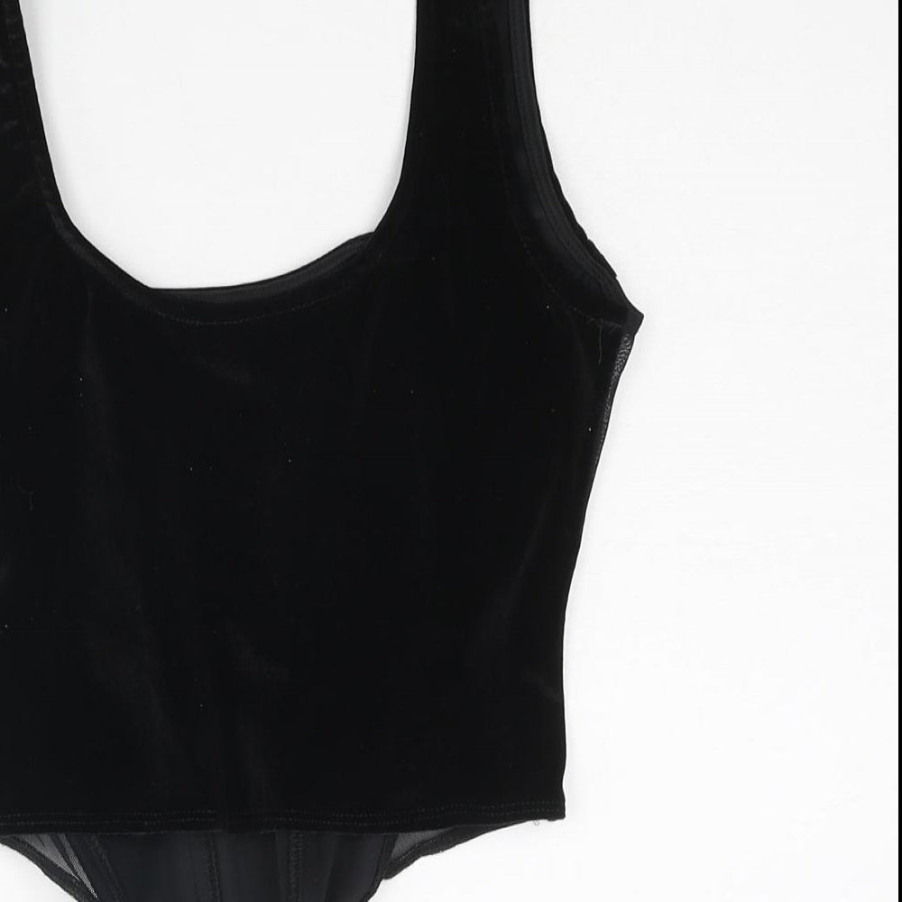 ASOS Womens Black Polyester Cropped Tank Size 10 Scoop Neck