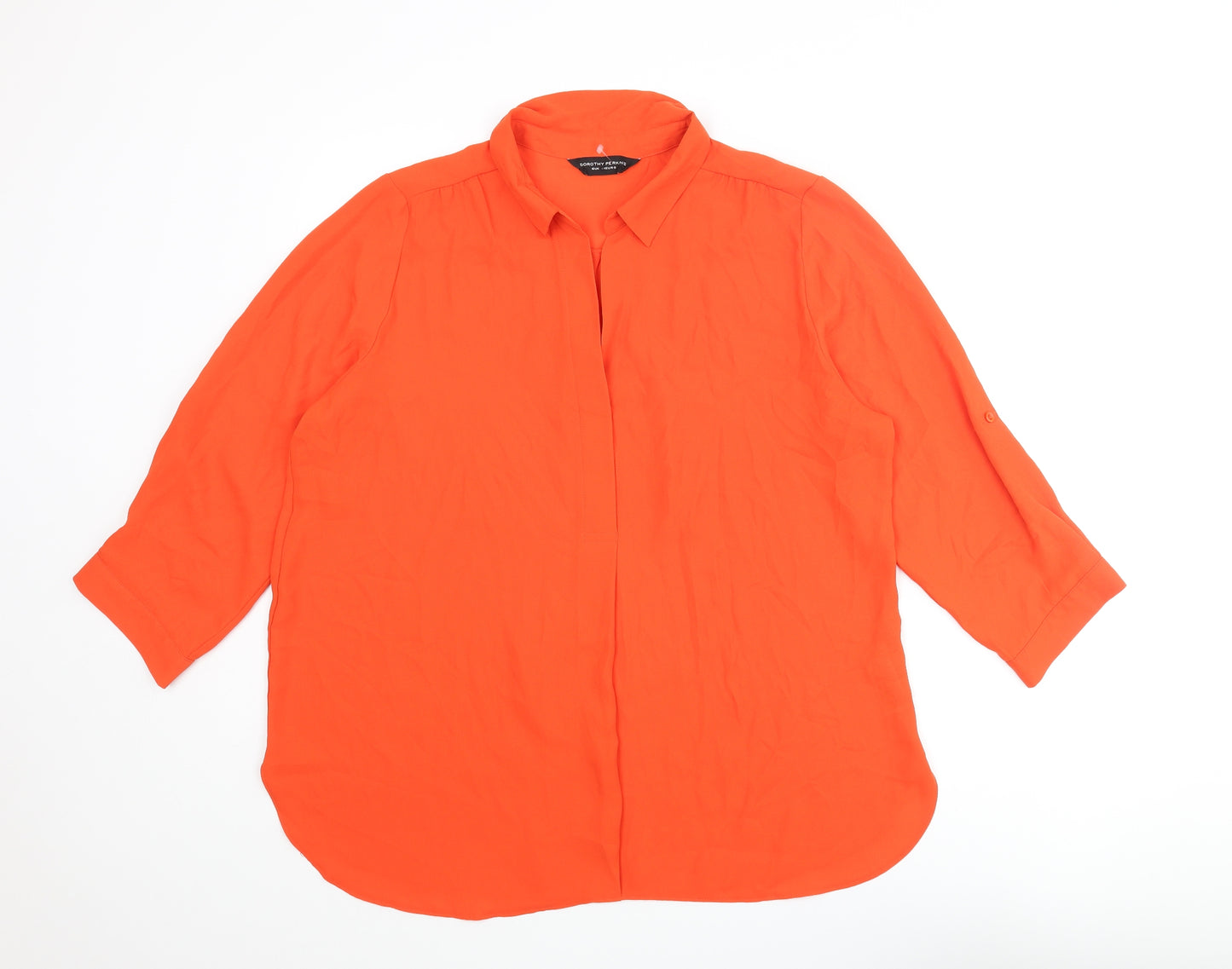 Dorothy Perkins Womens Orange Polyester Basic Blouse Size 16 Collared