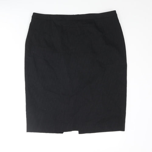 Jigsaw Womens Black Cotton Straight & Pencil Skirt Size 14 Zip