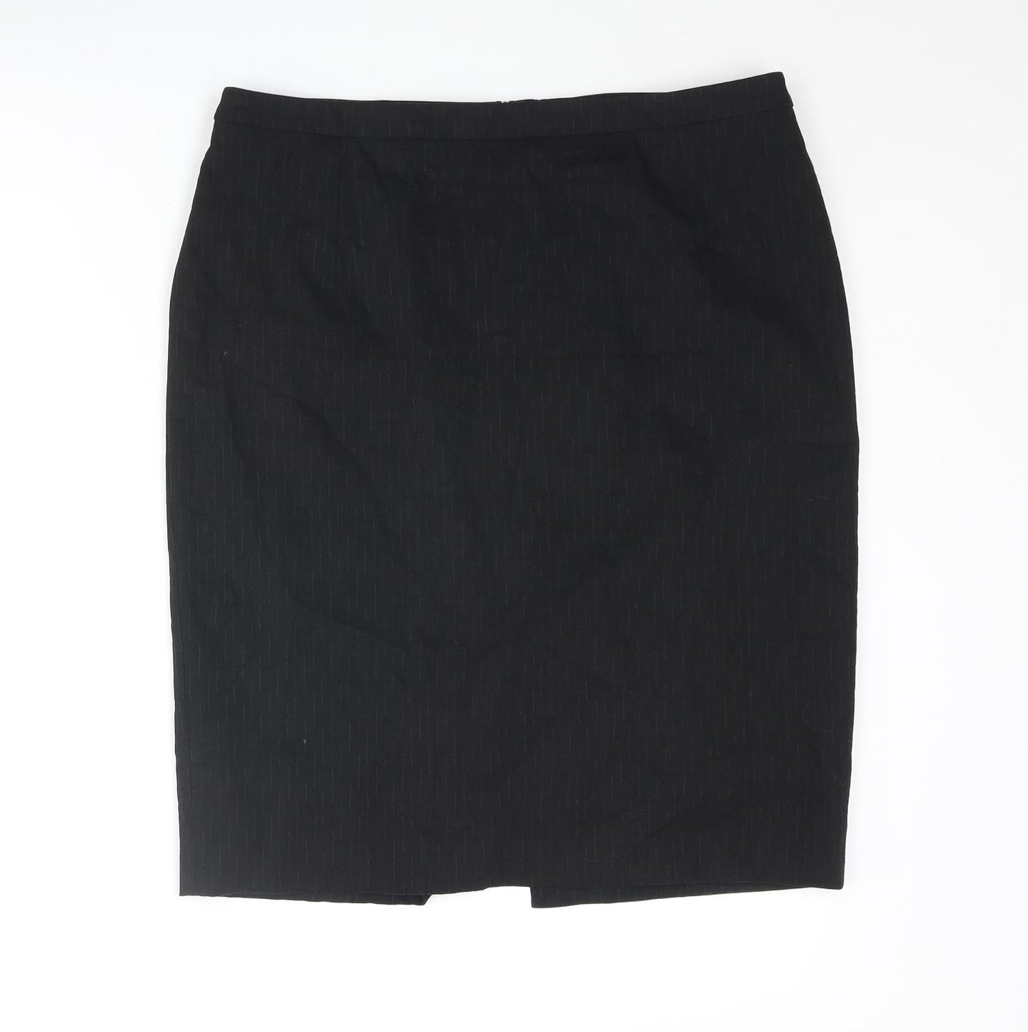 Jigsaw Womens Black Cotton Straight & Pencil Skirt Size 14 Zip