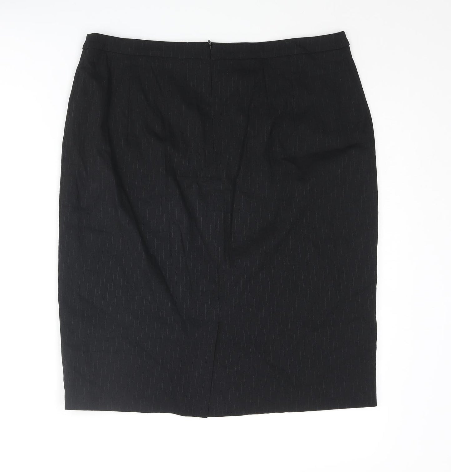 Jigsaw Womens Black Cotton Straight & Pencil Skirt Size 14 Zip