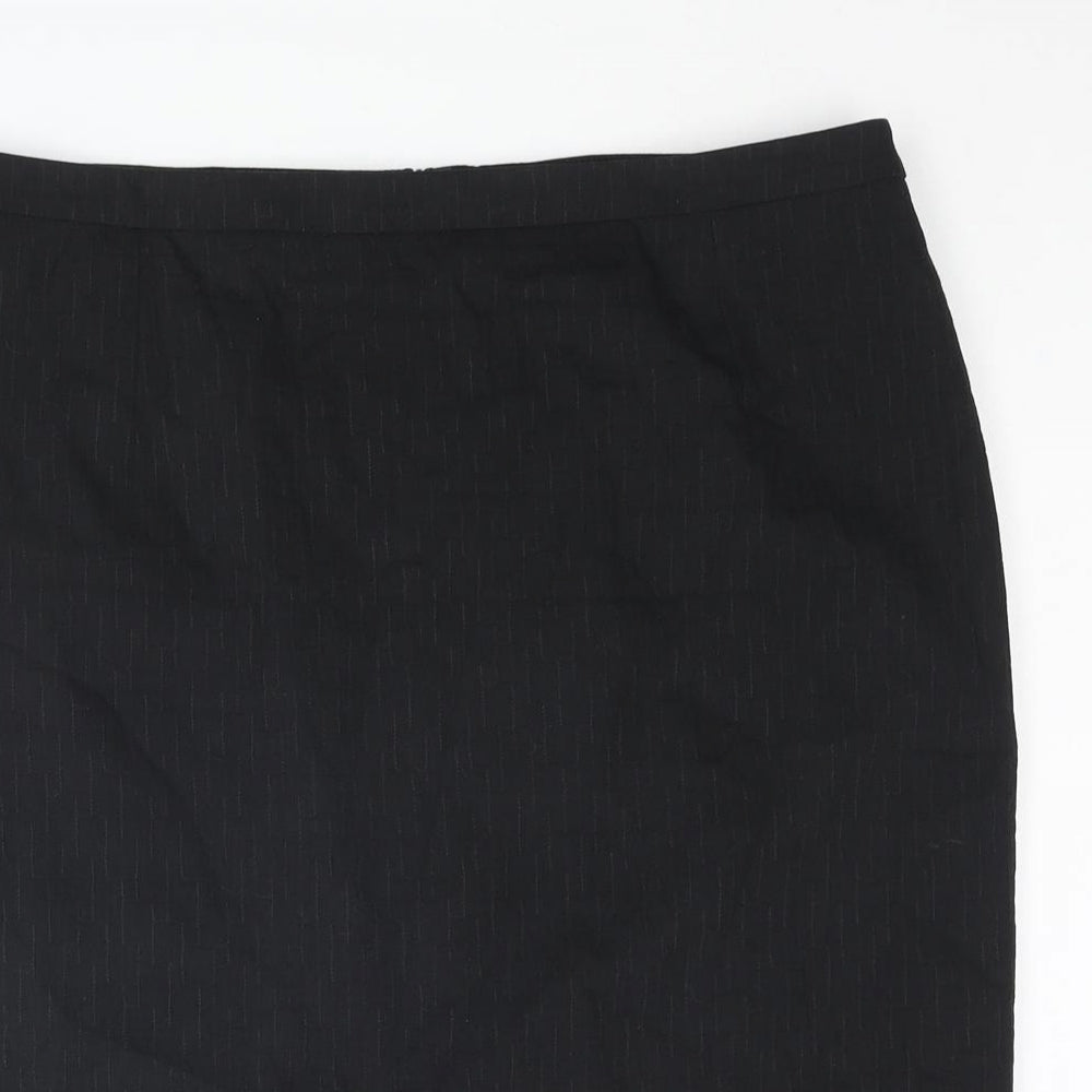 Jigsaw Womens Black Cotton Straight & Pencil Skirt Size 14 Zip
