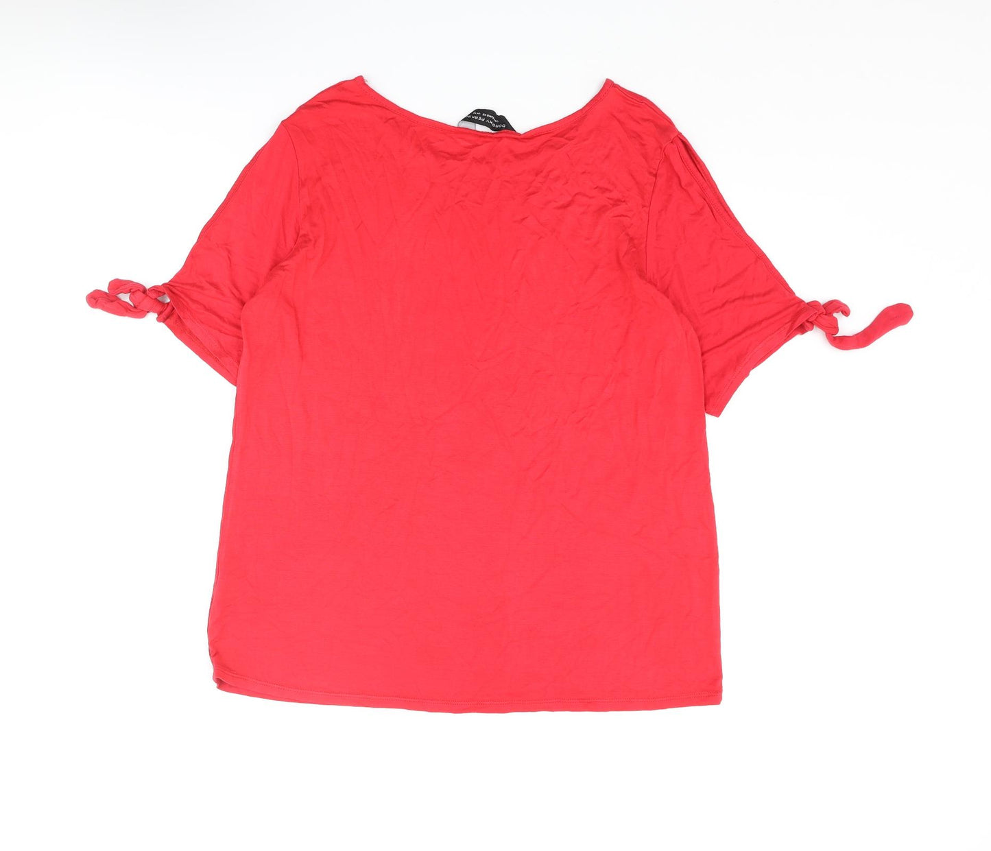 Dorothy Perkins Womens Red Viscose Basic T-Shirt Size 14 Round Neck