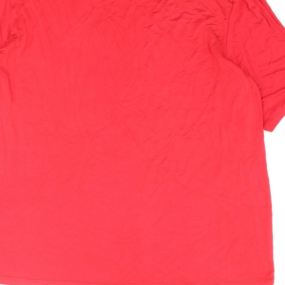 Dorothy Perkins Womens Red Viscose Basic T-Shirt Size 14 Round Neck