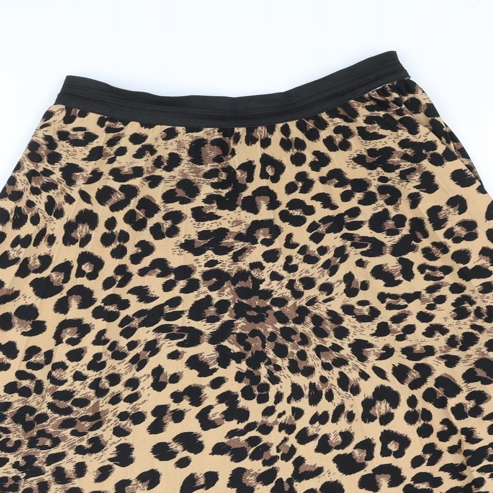 Boohoo Womens Brown Animal Print Polyester Swing Skirt Size 24 in - Leopard pattern
