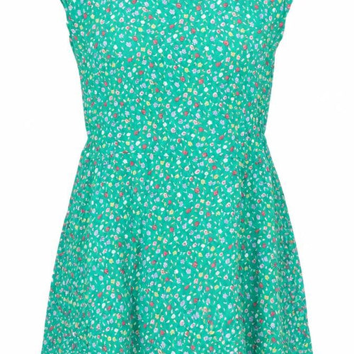 Mango Womens Green Floral Viscose A-Line Size L Round Neck Zip
