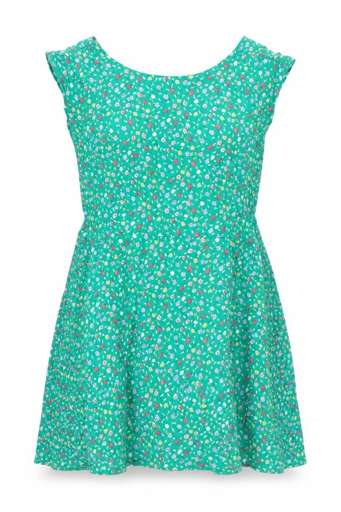 Mango Womens Green Floral Viscose A-Line Size L Round Neck Zip