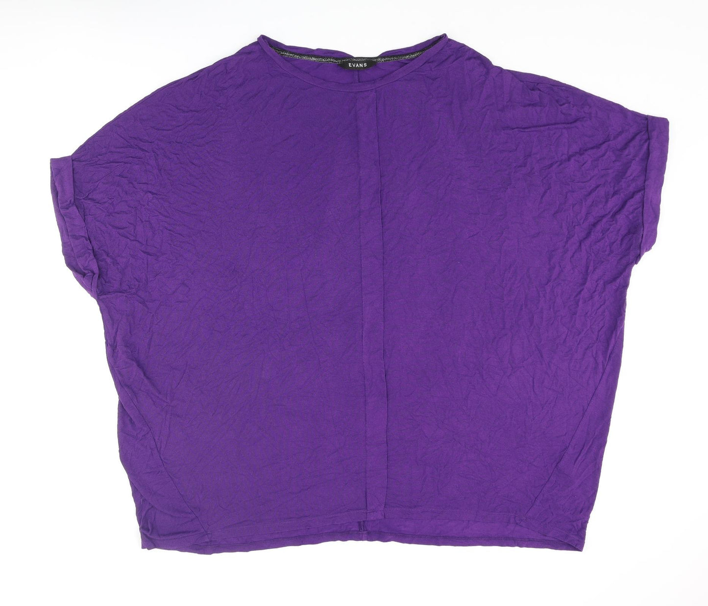 Evans Womens Purple Viscose Basic T-Shirt Size 22 Round Neck - Size 22-24