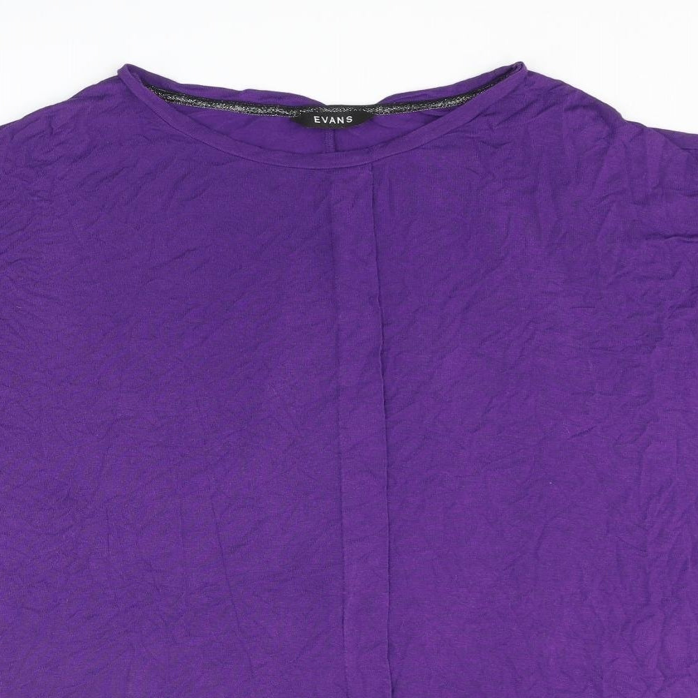 Evans Womens Purple Viscose Basic T-Shirt Size 22 Round Neck - Size 22-24