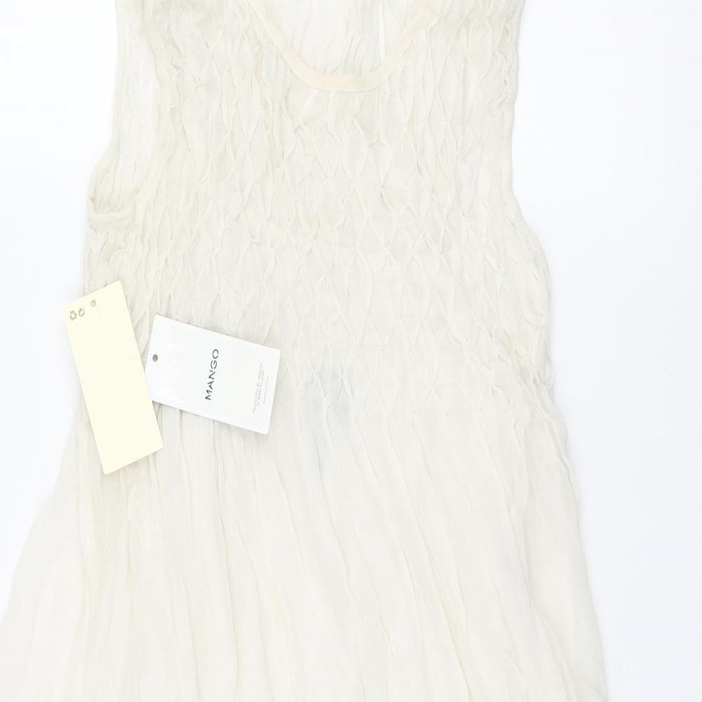 Mango Womens Ivory Viscose A-Line Size M Round Neck Pullover