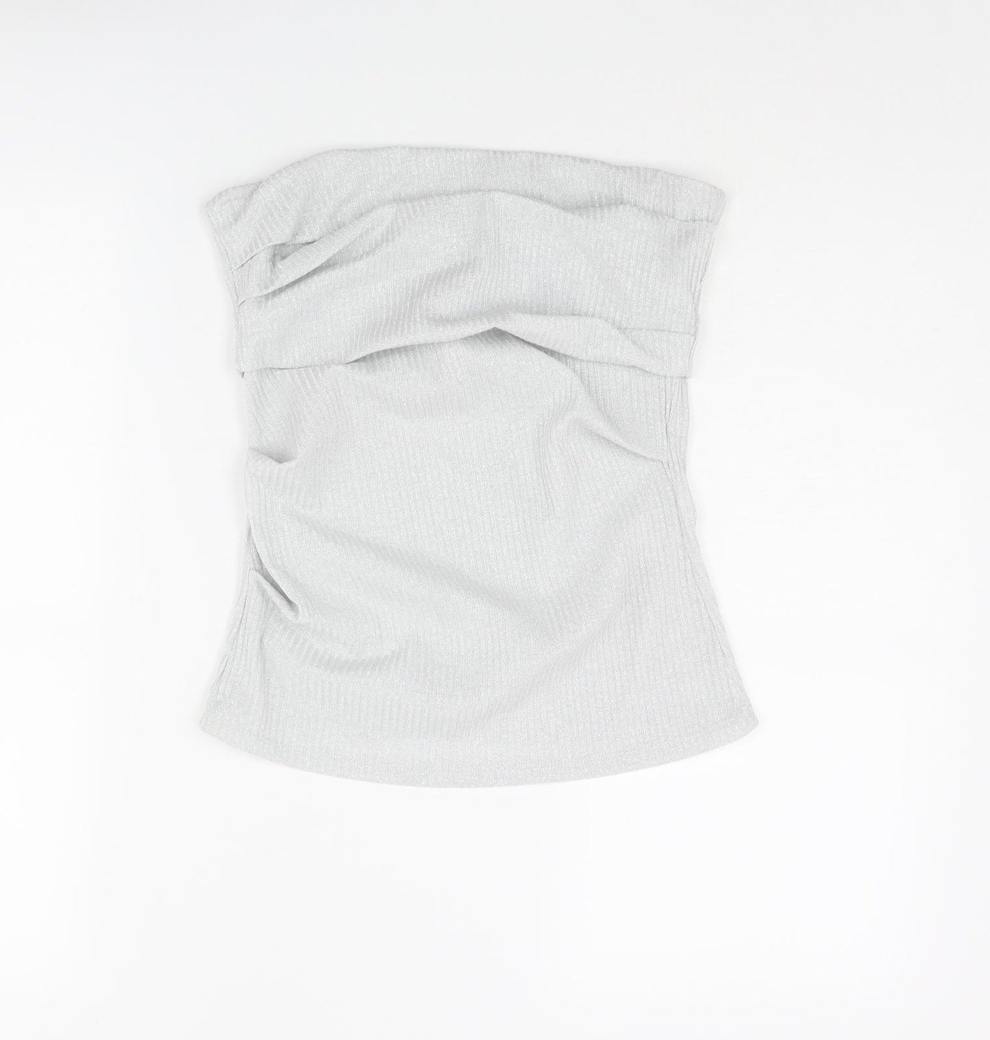 Zara Womens Silver Polyester Basic Tank Size M Off the Shoulder