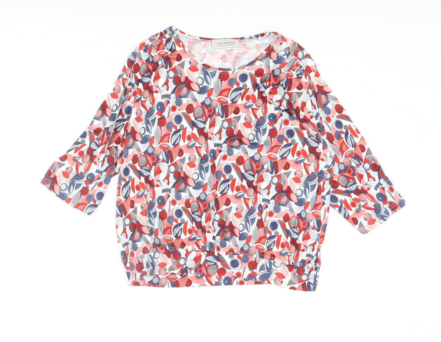Country Collection Womens Multicoloured Geometric Cotton Basic T-Shirt Size 18 Round Neck