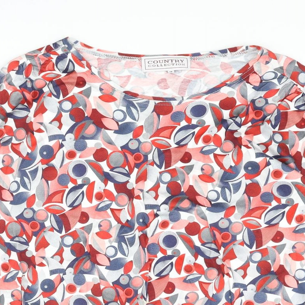 Country Collection Womens Multicoloured Geometric Cotton Basic T-Shirt Size 18 Round Neck
