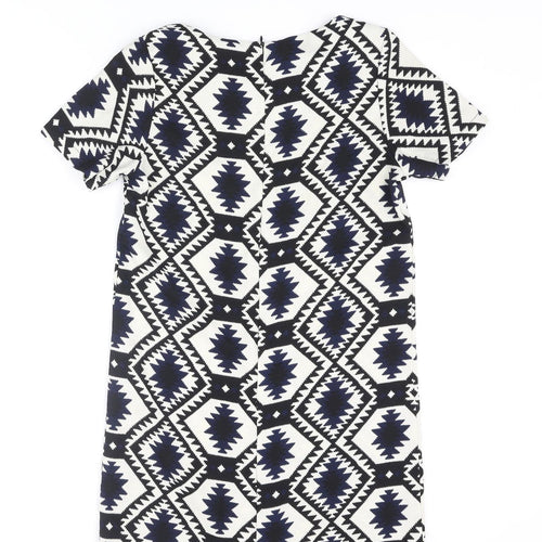 Vera & Lucy Womens Multicoloured Geometric Polyester A-Line Size S Round Neck Zip - Size S-M