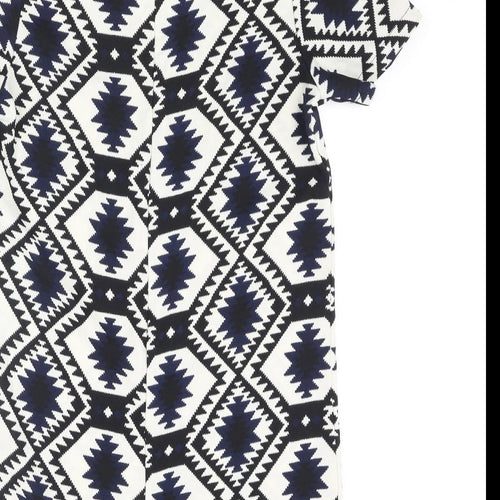 Vera & Lucy Womens Multicoloured Geometric Polyester A-Line Size S Round Neck Zip - Size S-M