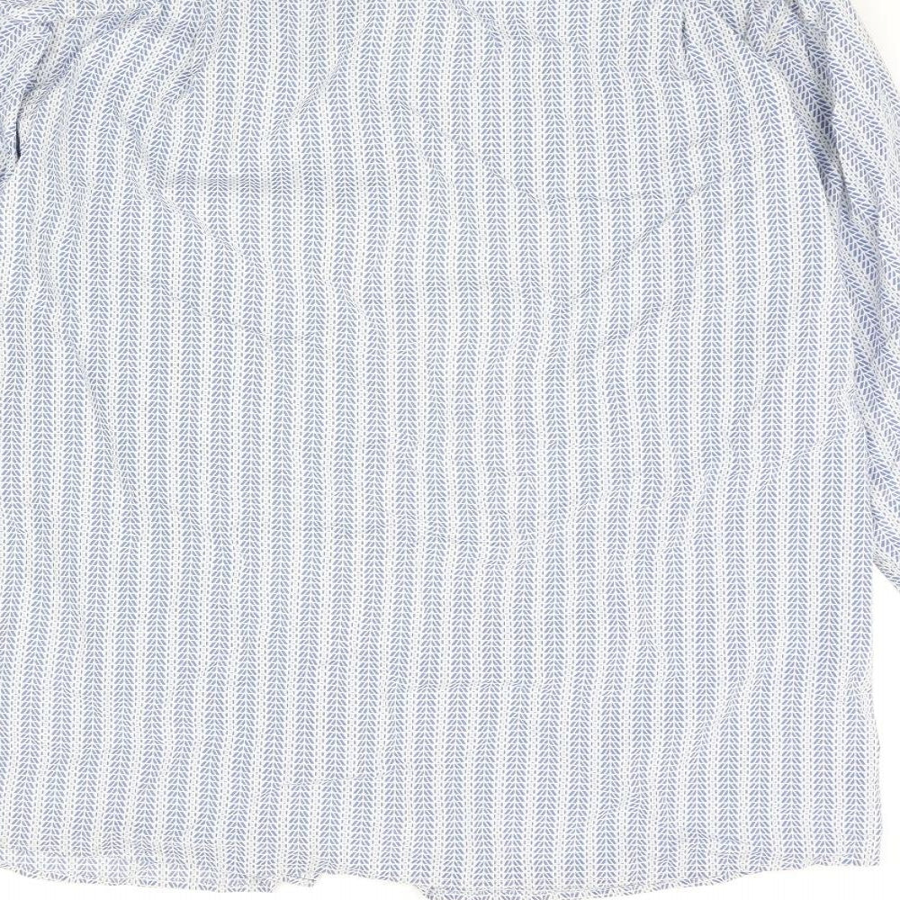 Jaeger Mens Blue Striped Cotton Button-Up Size M Collared Button