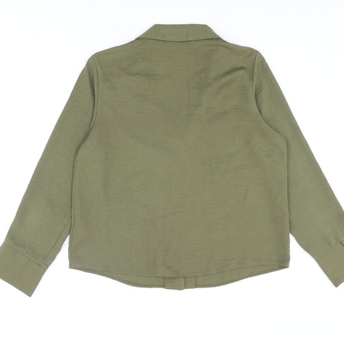 New Look Womens Green Polyester Basic Button-Up Size 12 Collared