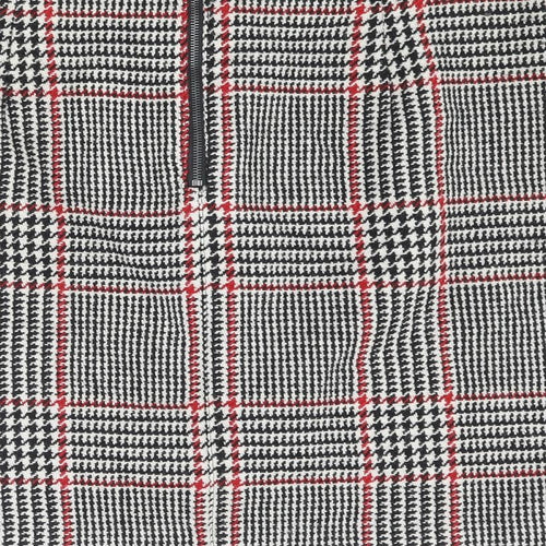 Marks and Spencer Womens Black Plaid Polyester A-Line Skirt Size 16 Zip