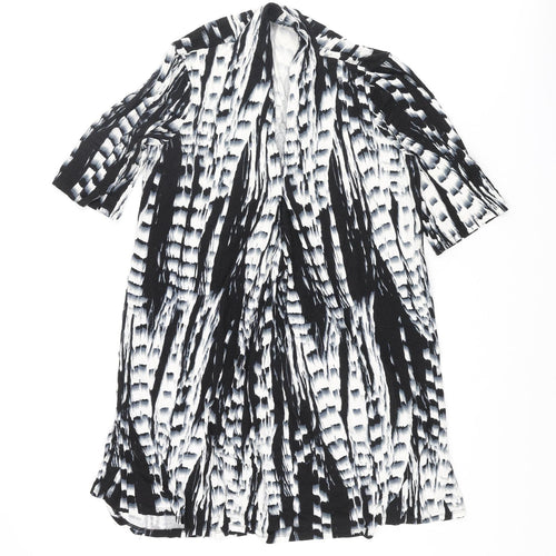 179 Mason Womens Black Geometric Viscose Tunic Blouse Size S V-Neck