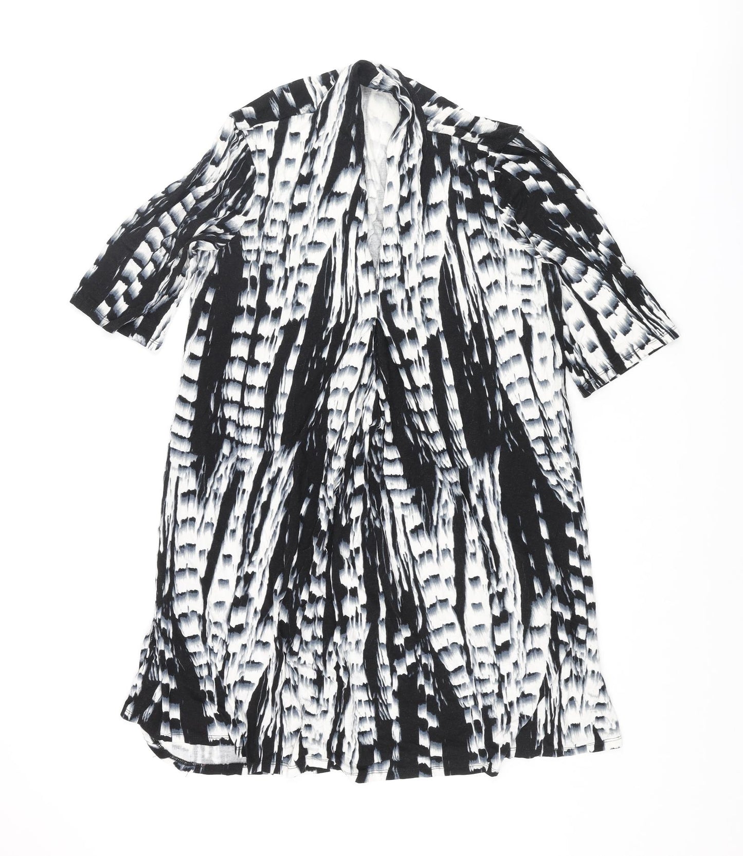 179 Mason Womens Black Geometric Viscose Tunic Blouse Size S V-Neck