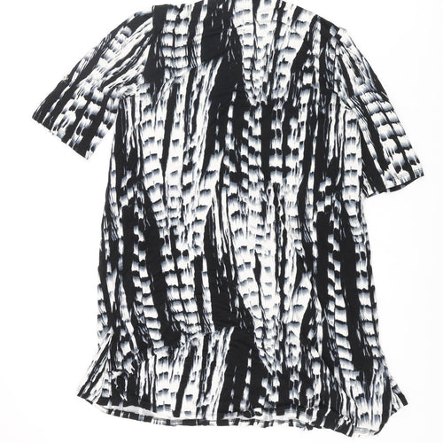 179 Mason Womens Black Geometric Viscose Tunic Blouse Size S V-Neck
