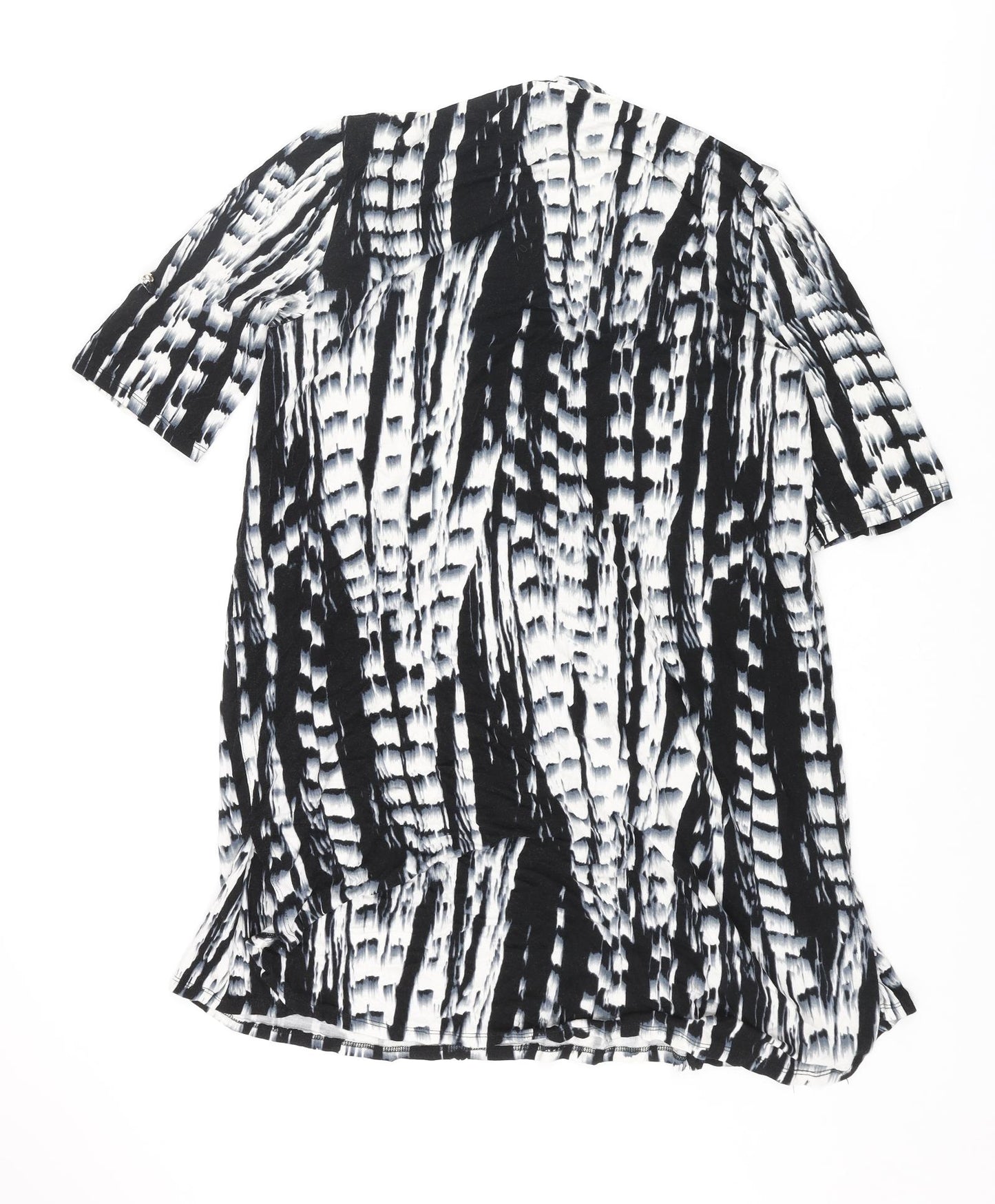 179 Mason Womens Black Geometric Viscose Tunic Blouse Size S V-Neck