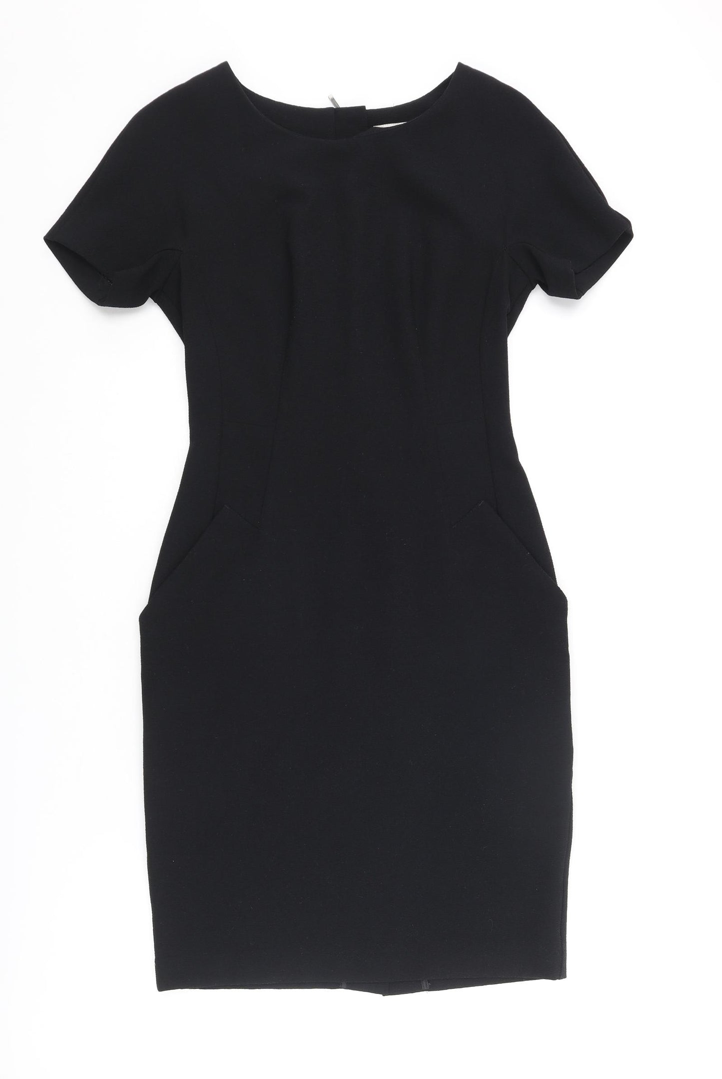 NEXT Womens Black Polyester Pencil Dress Size 6 Boat Neck Zip