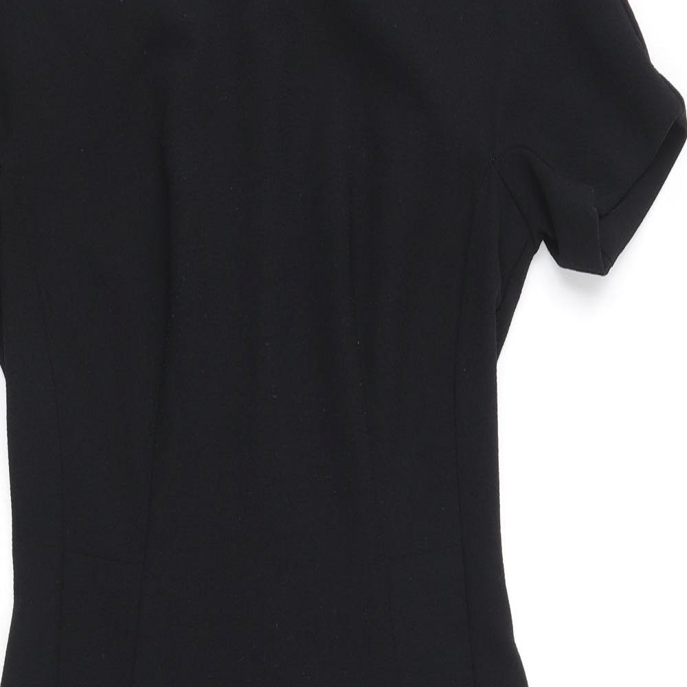 NEXT Womens Black Polyester Pencil Dress Size 6 Boat Neck Zip